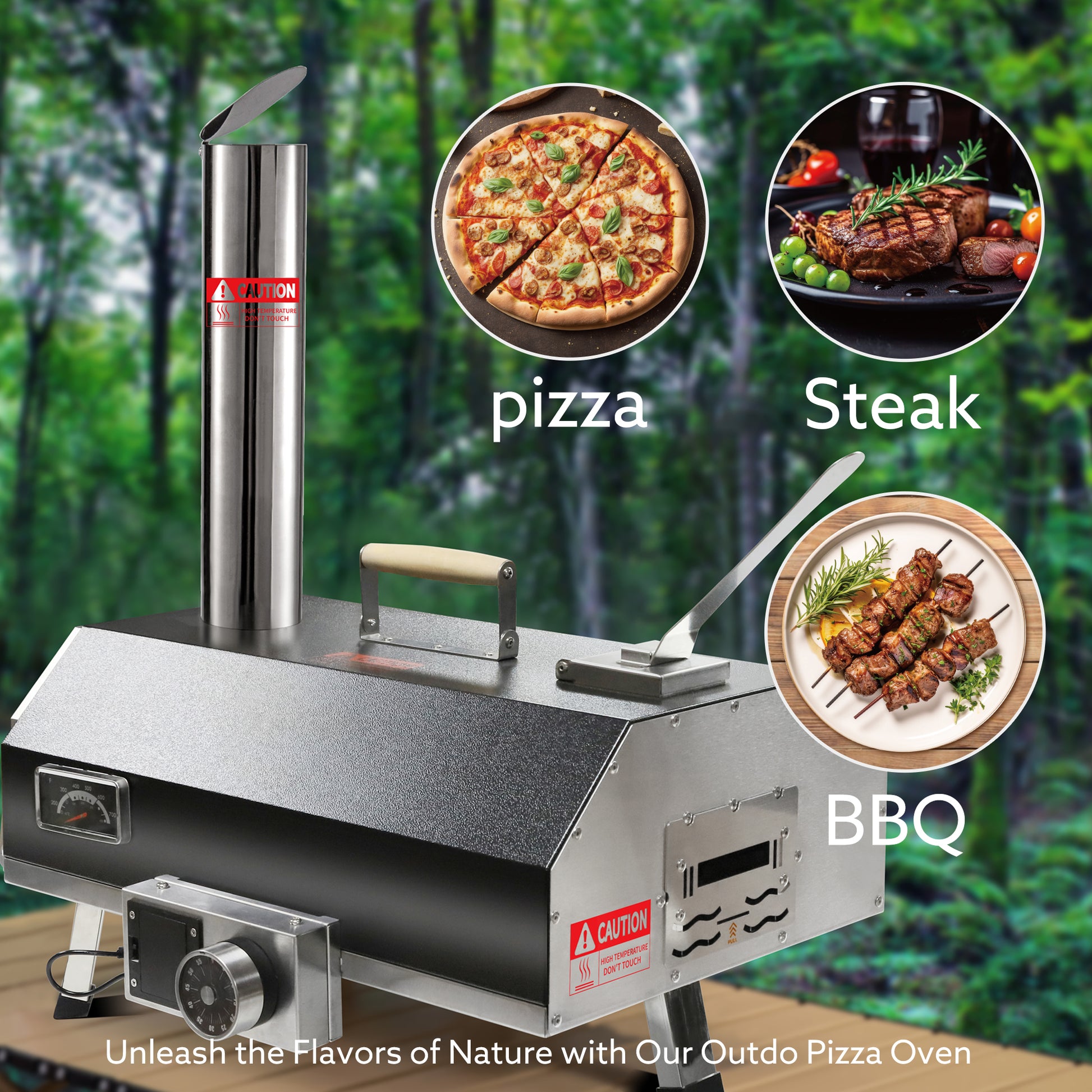 Black 12 Wood Fired Outdoor Pizza Oven Portable Hard Wood Pellet Pizza Oven Ideal For Any Outdoor Kitchen Outdoor Cooking Pizza Maker Backyard Pizza Ovens Countertop Pizza Oven Black Garden & Outdoor American Design Stainless Steel Stainless Steel