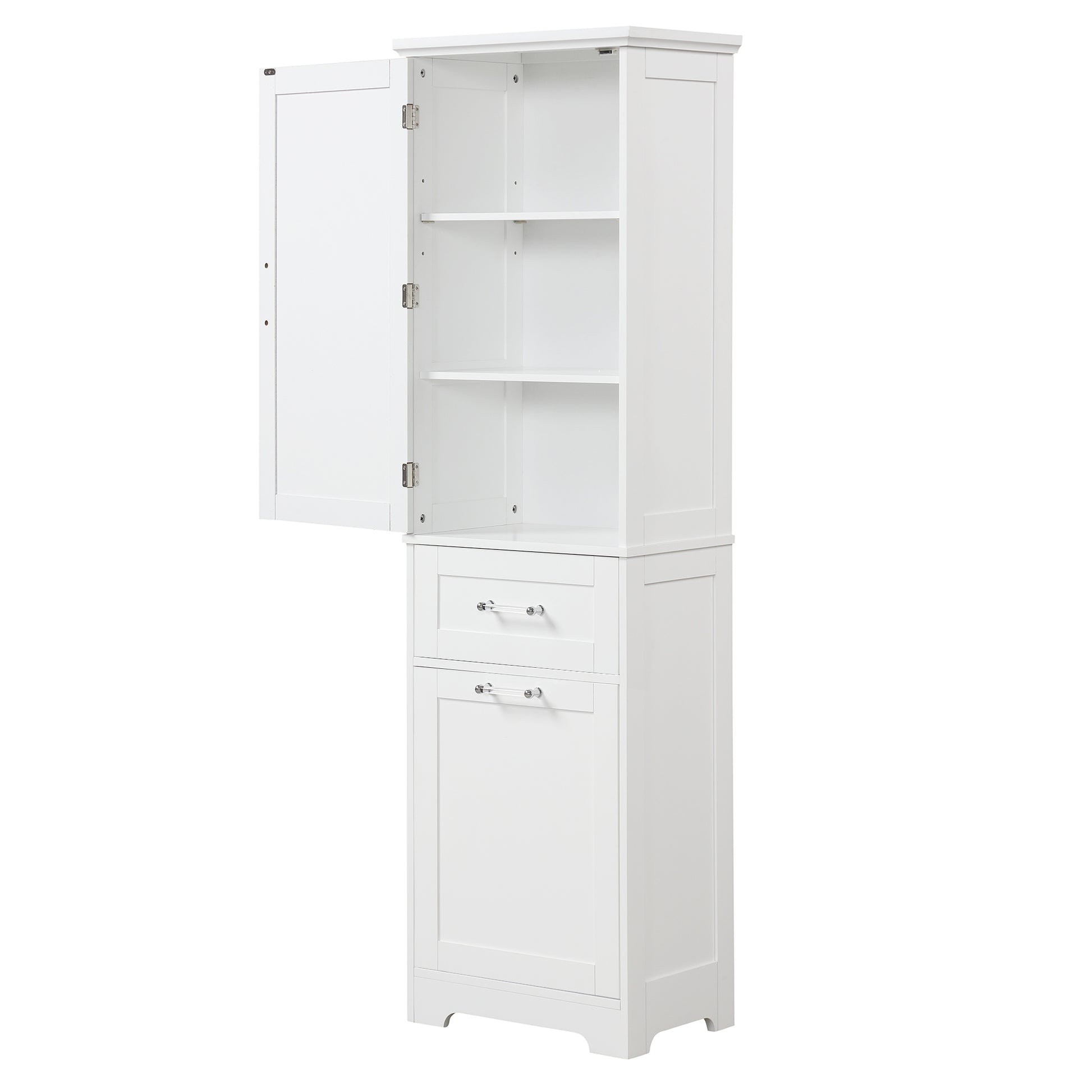 Tall Bathroom Storage Cabinet, Freestanding Storage Cabinet With Two Different Size Drawers And Adjustable Shelf, Mdf Board With Painted Finish, White Old Sku:Wf312730Aak White Mdf