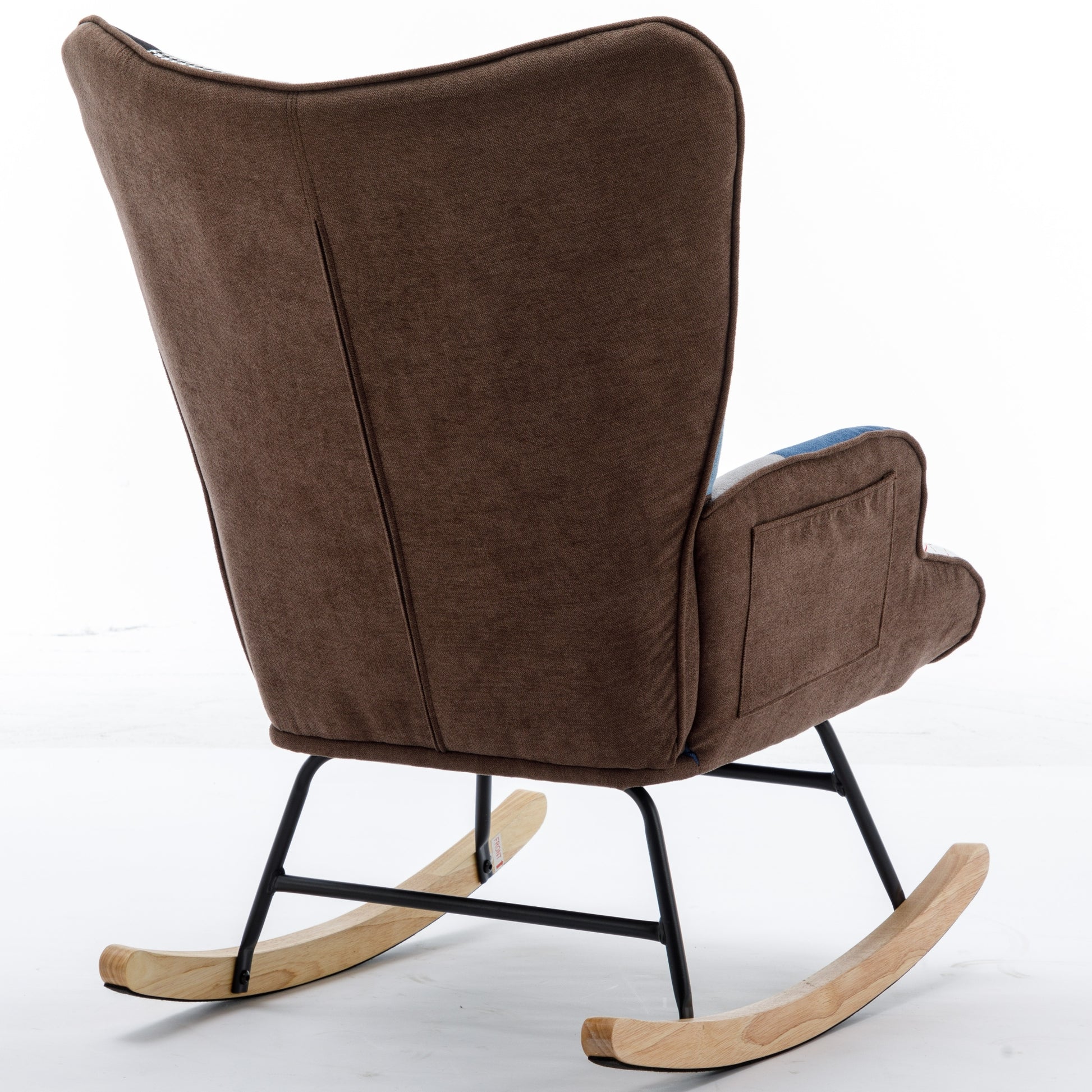 Modern Patchwork Accent Chair With Solid Wood Armrest And Feet, Mid Century Modern Accent Sofa, Fabric Sofa Chair For Living Room Bedroom Studio, Comfy Side Armchair For Bed Blue Antique Blue Foam Cotton Linen