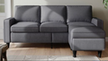 Sofas For Families, Apartments, Dorms, Bonus Rooms, Compact Spaces With Lounge Lounges, 3 Seater, L Shaped Design For The Chaise, 680 Lbs Capacity Dark Grey Dark Gray Metal & Wood