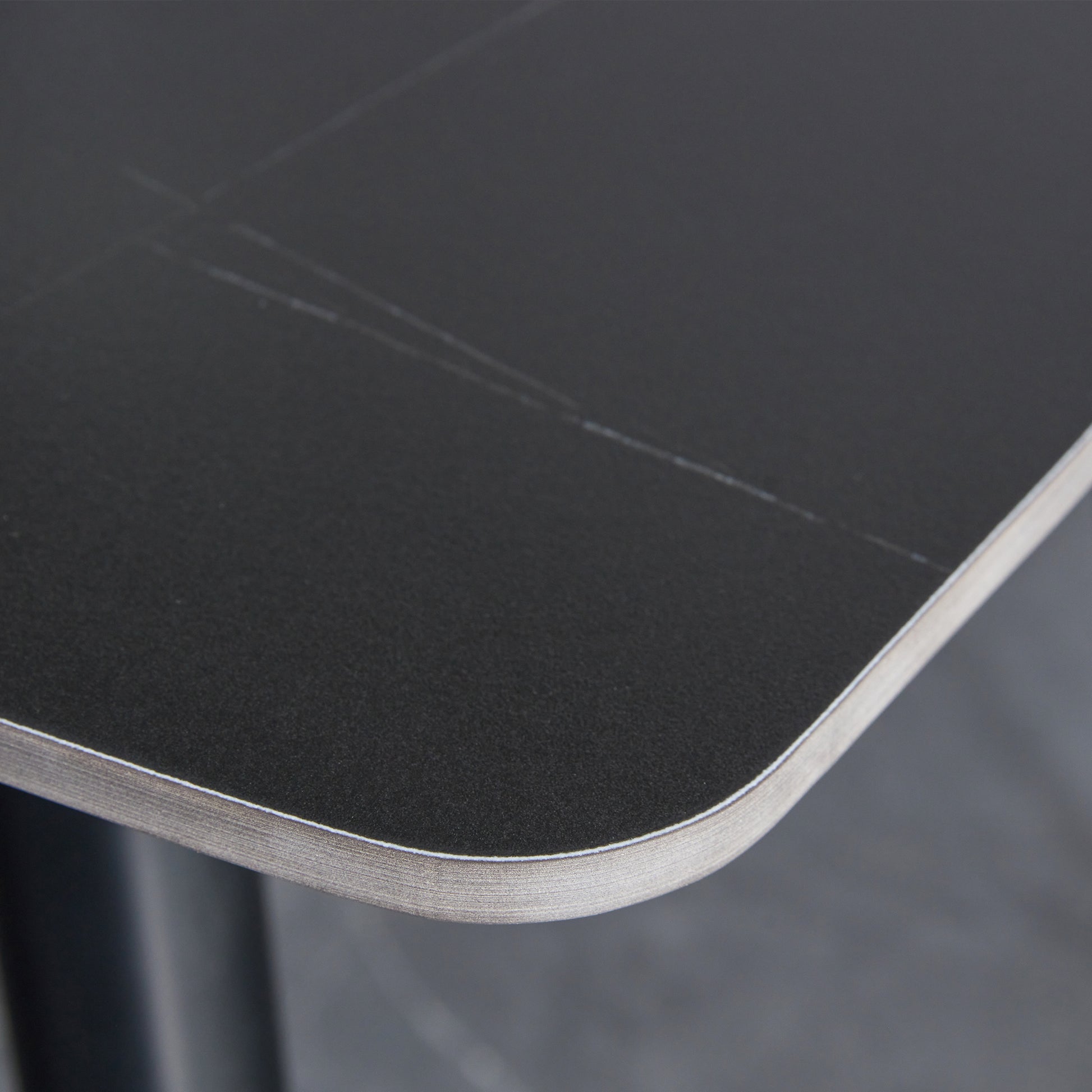 Table And Chair Set. Black Sintered Stone Tabletop With Black Metal Legs. Orange Deep Gray Dual Tone Pu Leather Backrest And Black Metal Leg Chair. 1 Table And 4 Chairs F 001 C 007 Black Sintered Stone