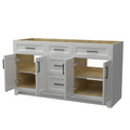 60 Inch Solid Wood Bathroom Vanity Without Top Sink, Modern Bathroom Vanity Base Only, Birch Solid Wood And Plywood Cabinet, Bathroom Storage Cabinet With Double Door Cabinet And 3 Drawers Light Gray 3 Light Gray 4 5 48 In & Above 36 To 59 In Soft Close