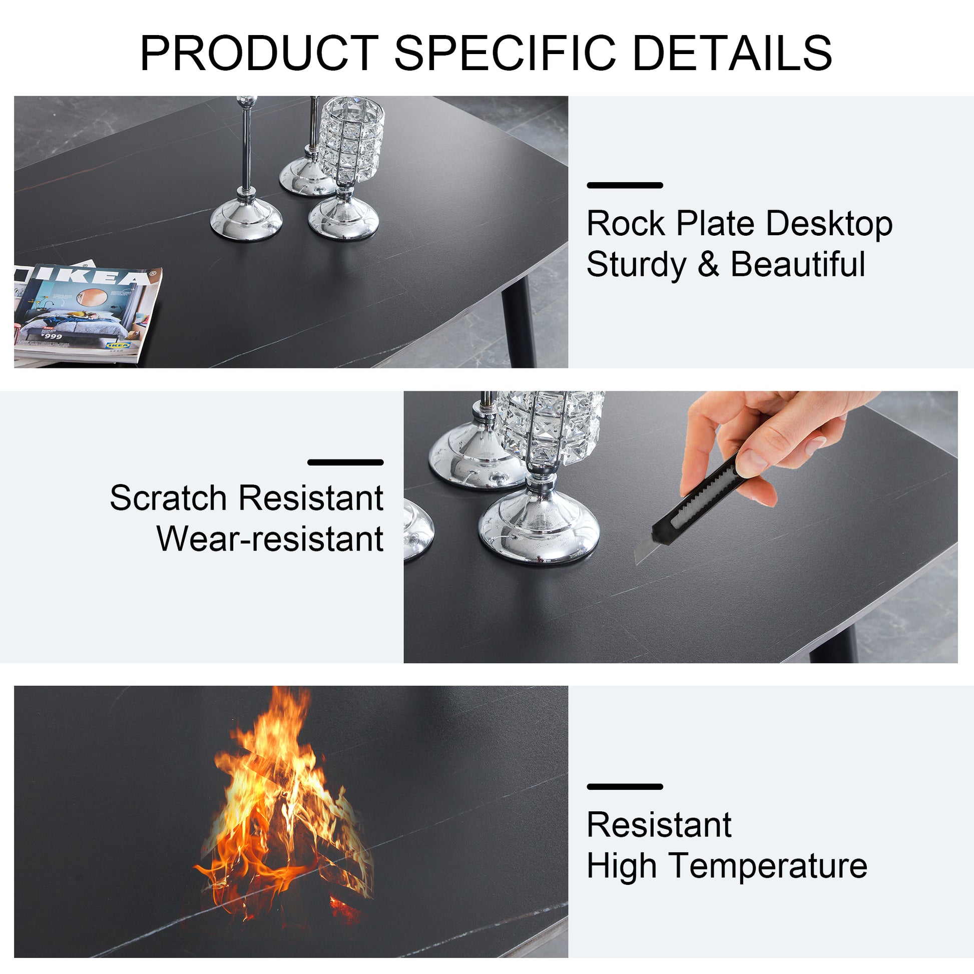 Table And Chair Set. Black Sintered Stone Tabletop With Black Metal Legs. Orange Deep Gray Dual Tone Pu Leather Backrest And Black Metal Leg Chair. 1 Table And 4 Chairs F 001 C 007 Black Sintered Stone