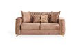 Luna Modern Style Loveseat In Copper Copper Wood Primary Living Space Contemporary,Modern Upholstered Wood