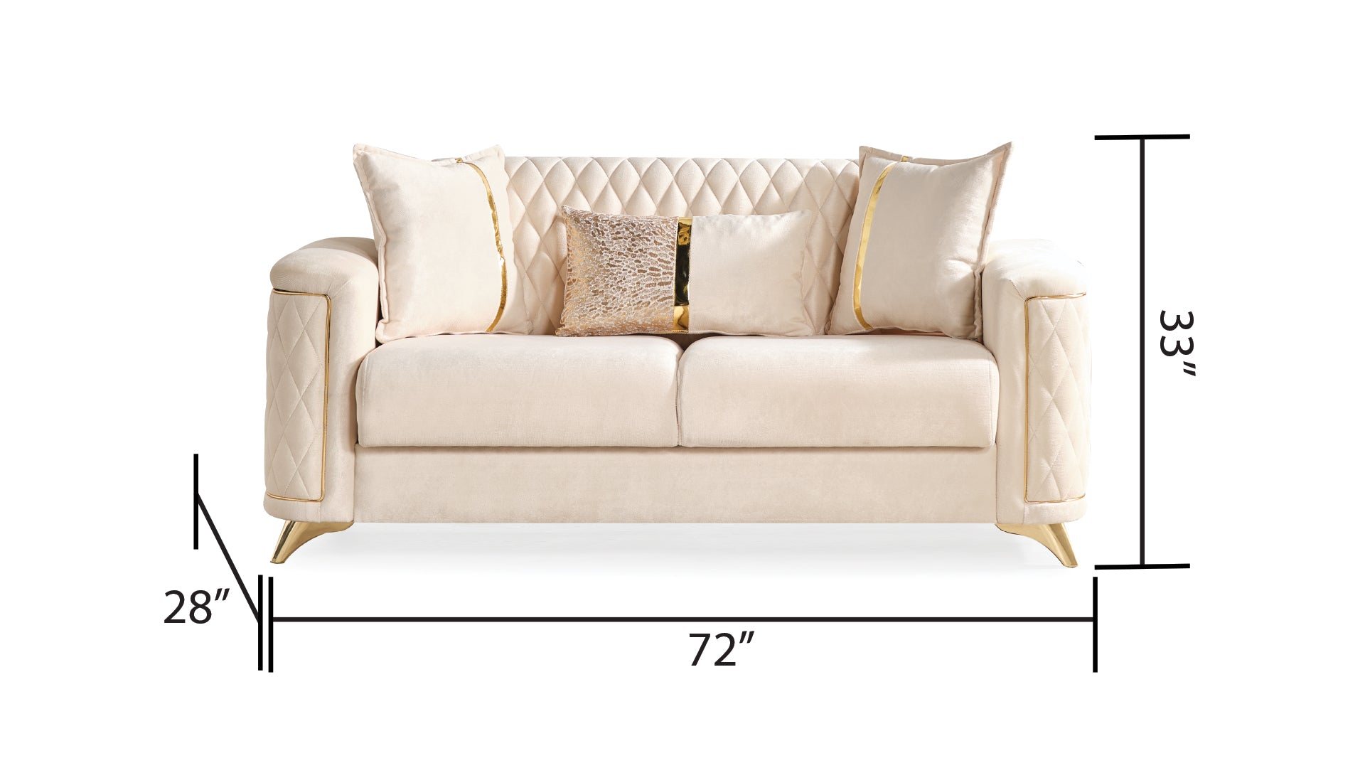 Luna 2Pc Modern Living Room Set In Ivory Ivory Velvet Wood Primary Living Space Contemporary,Modern Upholstered Wood 5 Seat