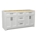 60 Inch Solid Wood Bathroom Vanity Without Top Sink, Modern Bathroom Vanity Base Only, Birch Solid Wood And Plywood Cabinet, Bathroom Storage Cabinet With Double Door Cabinet And 3 Drawers, White 3 White 4 5 48 In & Above 36 To 59 In Soft Close Doors