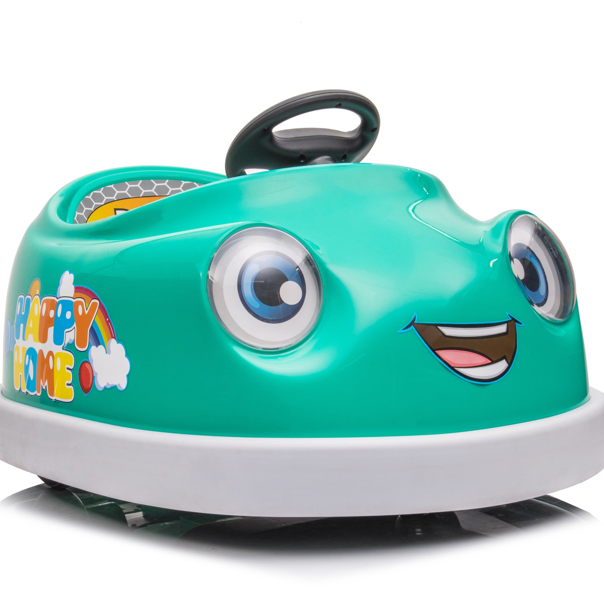 Bumper Car For Kids, 12V Dual Drive 1 6 Years Old Children'S Electric Car With Pushrod Dinner Plate Usb Bt Music Rocking Horse Mode Anti Collision Bumper Ride On Car Green 50 99 Lbs Iron Plastic