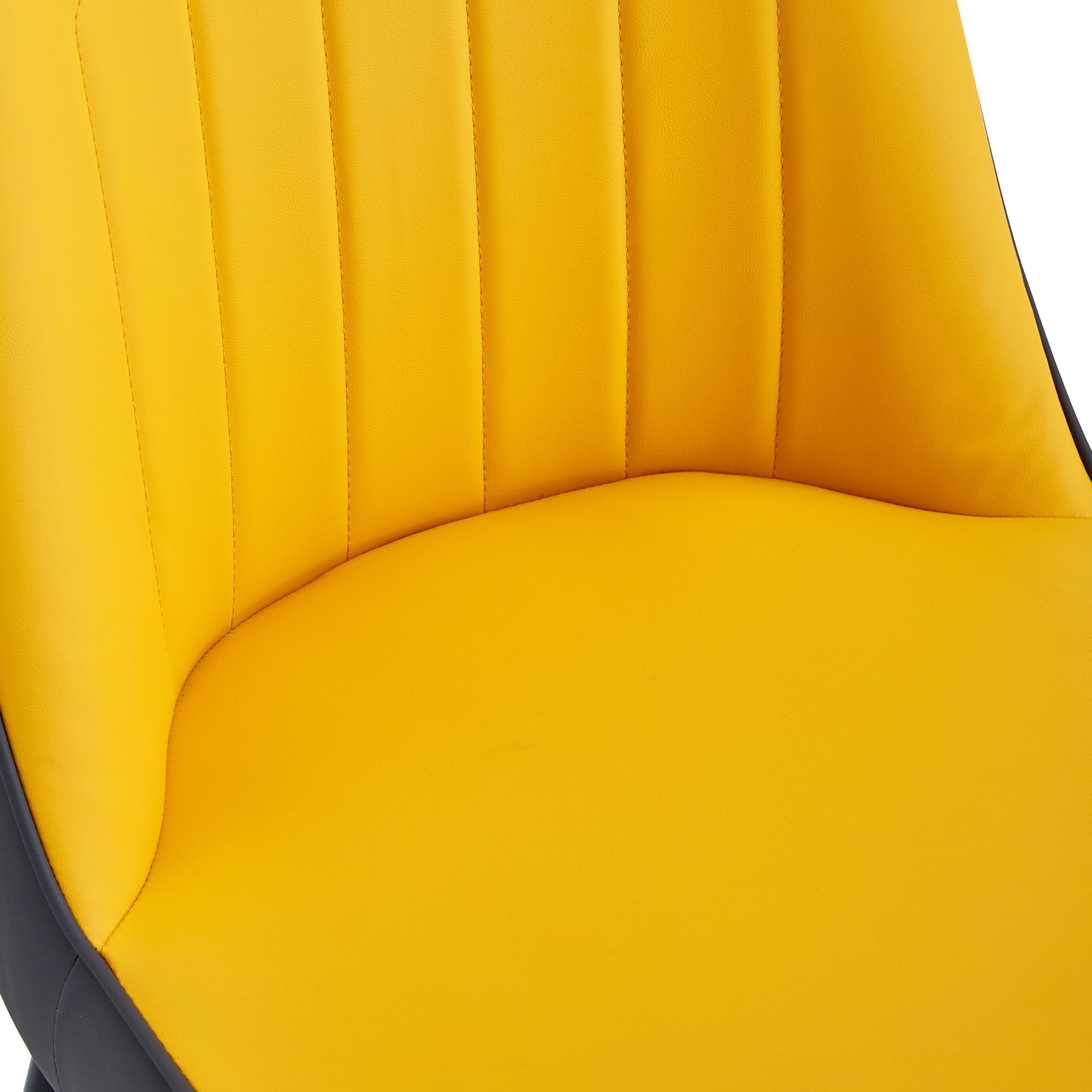 Table And Chair Set. Black Sintered Stone Tabletop With Black Metal Legs. Orange Deep Gray Dual Tone Pu Leather Backrest And Black Metal Leg Chair. 1 Table And 4 Chairs F 001 C 007 Black Sintered Stone