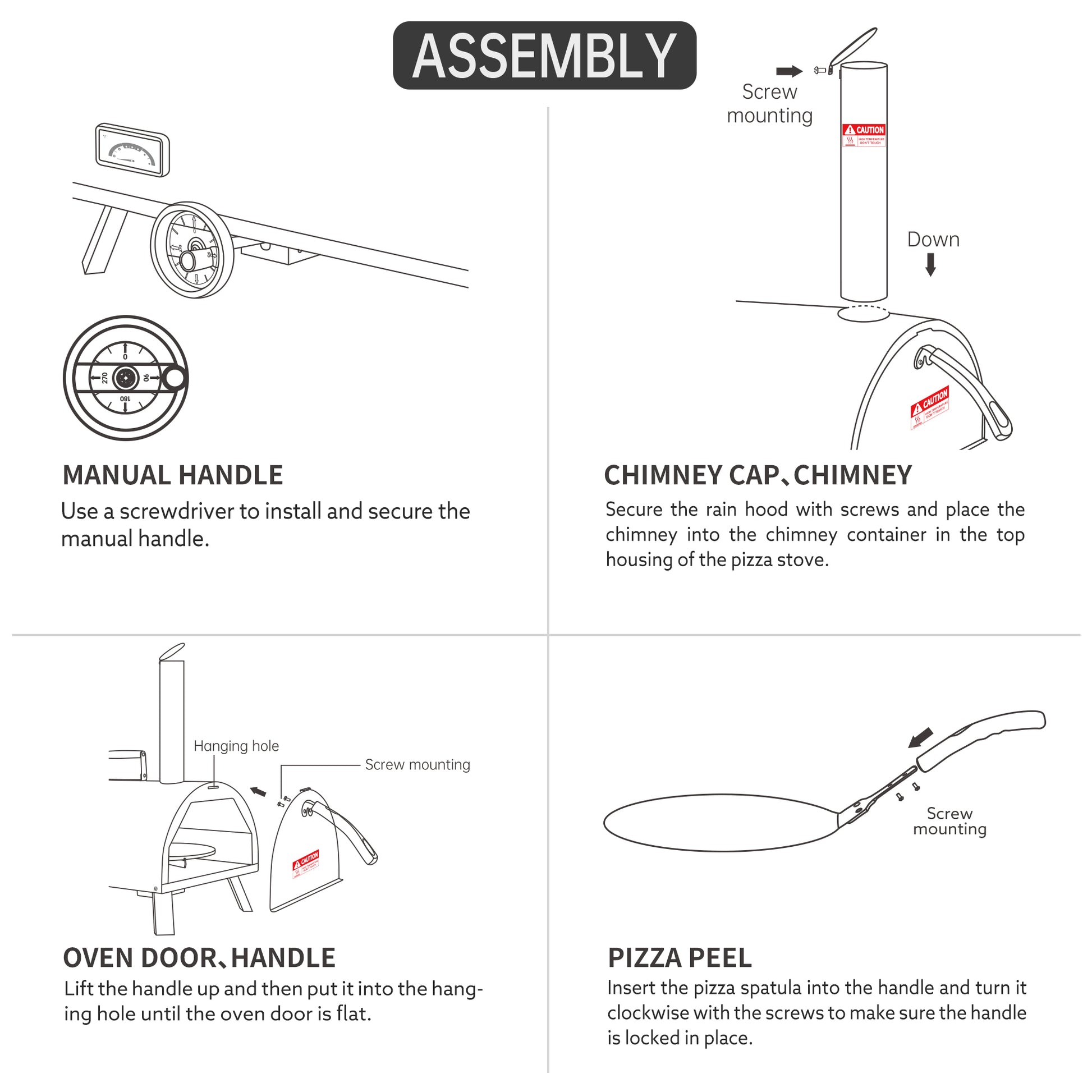 Silver Pizza Oven Outdoor 12" Semi Automatic Rotatable Pizza Ovens Portable Stainless Steel Wood Fired Pizza Oven Pizza Maker With Built In Thermometer Pizza Cutter Carry Bag Silver Garden & Outdoor American Design Stainless Steel Stainless Steel