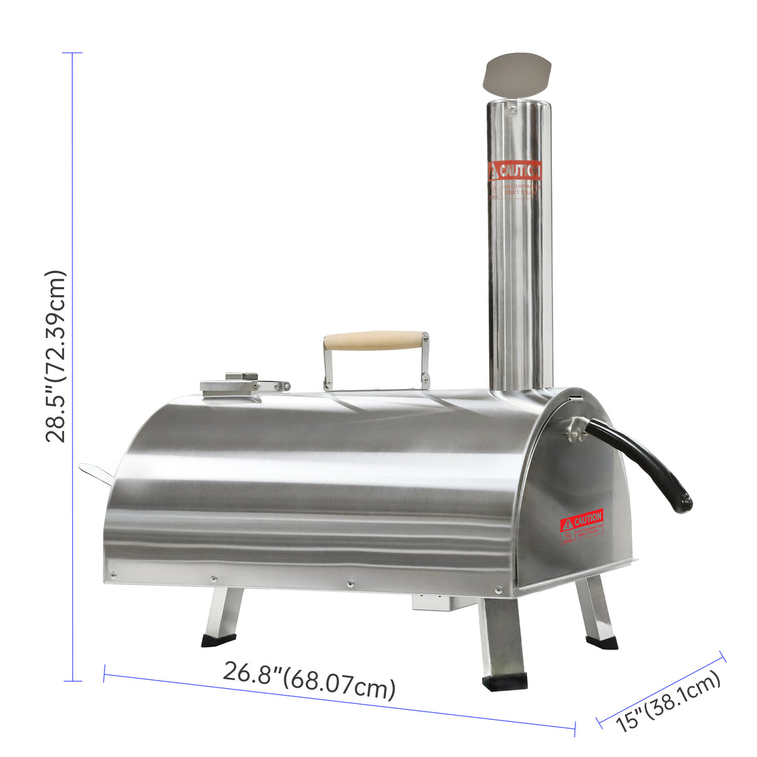 Silver Pizza Oven Outdoor 12" Semi Automatic Rotatable Pizza Ovens Portable Stainless Steel Wood Fired Pizza Oven Pizza Maker With Built In Thermometer Pizza Cutter Carry Bag Silver Garden & Outdoor American Design Stainless Steel Stainless Steel