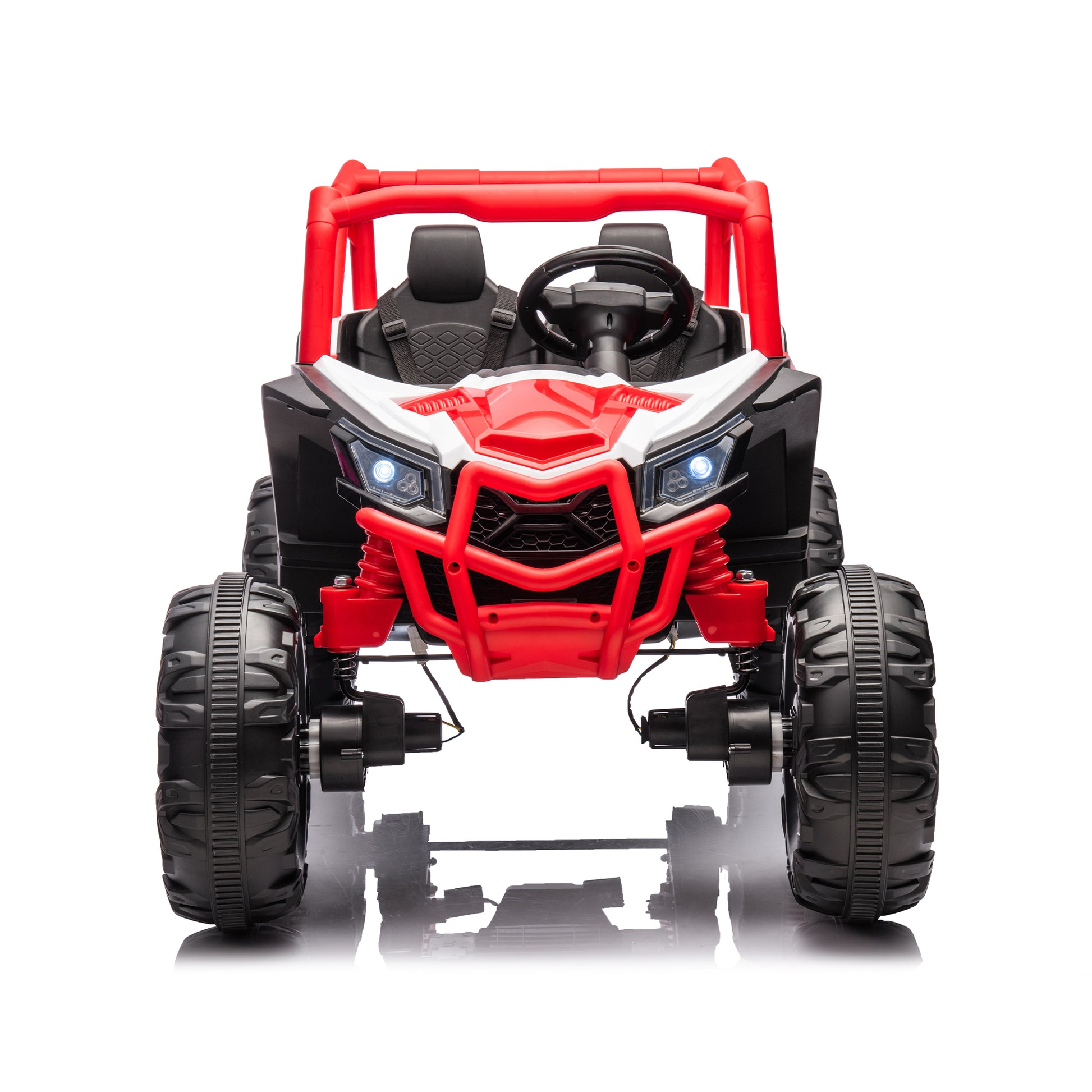 24V Ride On Xxl Utv Car For Kid,2Seater With Two Safety Belts, Side By Side 4X4 Ride On Off Road Truck With Parent Remote Control, Battery Powered Electric Car W High Low Speed, Two Safety Belts. Red Polyethylene
