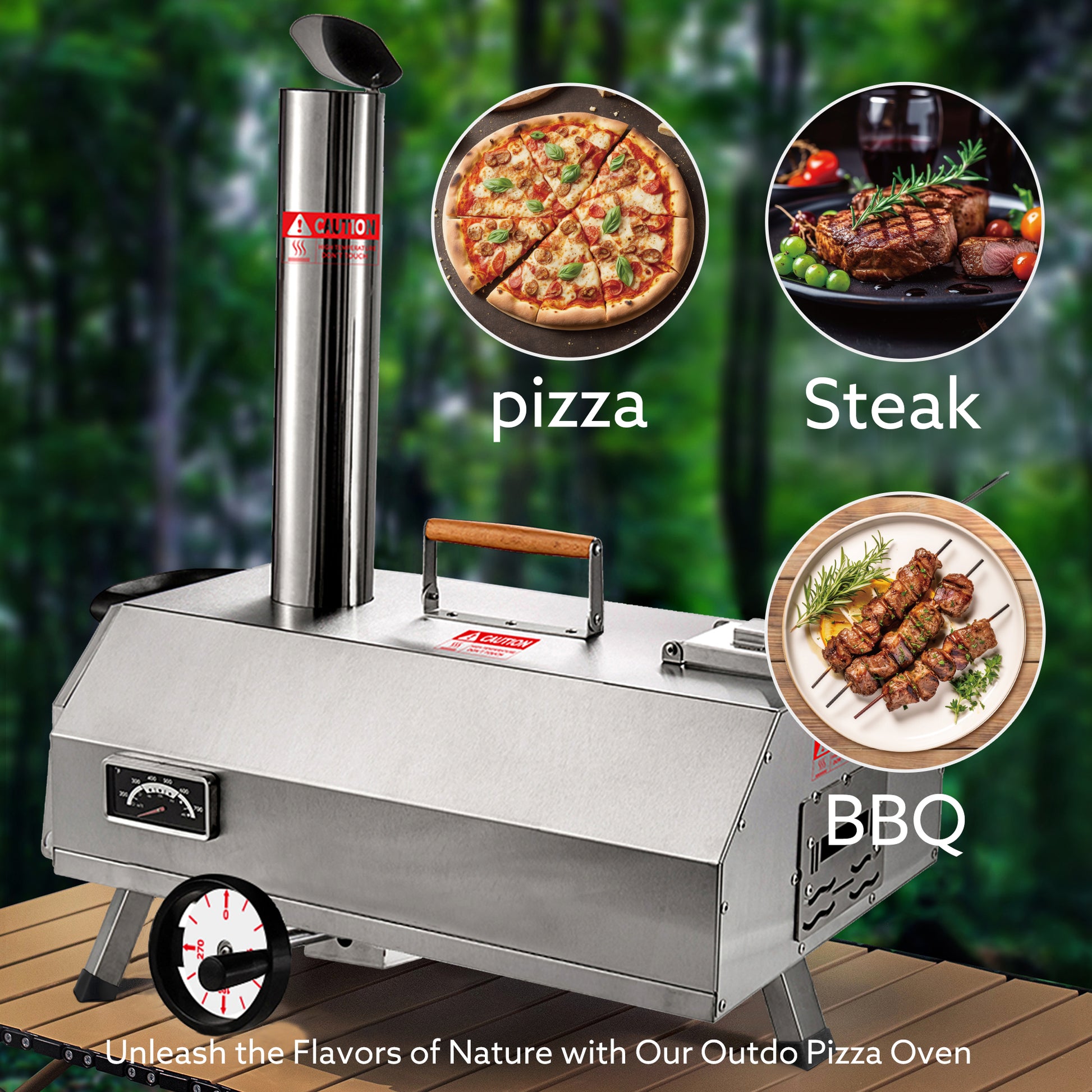 Semi Automatic Silver 12 Outdoor Pizza Oven Portable Wood Fired Pizza Oven Outdoor Cooking Pizza Maker Portable Pizza Oven For Authentic Stone Baked Pizzas Silver Garden & Outdoor American Design Stainless Steel Stainless Steel