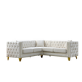 82.2 Inch Velvet Corner Sofal Shaped Sectional Couch, 5 Seater Corner Sofas With 3 Cushions For Living Room, Bedroom, Apartment, Office Beige Foam Velvet