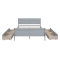 Full Size Wood Platform Bed With 4 Drawers And Streamlined Headboard & Footboard, Gray Gray Solid Wood Mdf