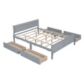 Queen Size Wood Platform Bed With 4 Drawers And Streamlined Headboard & Footboard, Gray Queen Gray Solid Wood Mdf