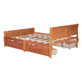 Queen Size Wood Platform Bed With 4 Drawers And Streamlined Headboard & Footboard, Oak Queen Oak Solid Wood Mdf