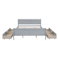 Queen Size Wood Platform Bed With 4 Drawers And Streamlined Headboard & Footboard, Gray Queen Gray Solid Wood Mdf