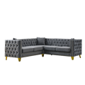82.2 Inch Velvet Corner Sofal Shaped Sectional Couch, 5 Seater Corner Sofas With 3 Cushions For Living Room, Bedroom, Apartment, Office Gray Foam Velvet