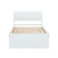 Modern Twin Bed Frame With 2 Drawers For White High Gloss Headboard And Footboard With Creamy White Color Box Spring Not Required Twin Creamy White,White Bedroom Bed Frame Mdf,Rubber Wood