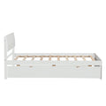 Modern Twin Bed Frame With Twin Trundle For White High Gloss Headboard And Footboard With Creamy White Color Twin Creamy White,White Bedroom Mdf,Rubber Wood