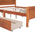 Queen Size Wood Platform Bed With 4 Drawers And Streamlined Headboard & Footboard, Oak Queen Oak Solid Wood Mdf