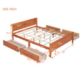 Queen Size Wood Platform Bed With 4 Drawers And Streamlined Headboard & Footboard, Oak Queen Oak Solid Wood Mdf
