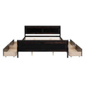 Queen Size Wood Platform Bed With 4 Drawers And Streamlined Headboard & Footboard, Espresso Queen Espresso Solid Wood Mdf