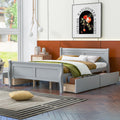 Queen Size Wood Platform Bed With 4 Drawers And Streamlined Headboard & Footboard, Gray Queen Gray Solid Wood Mdf