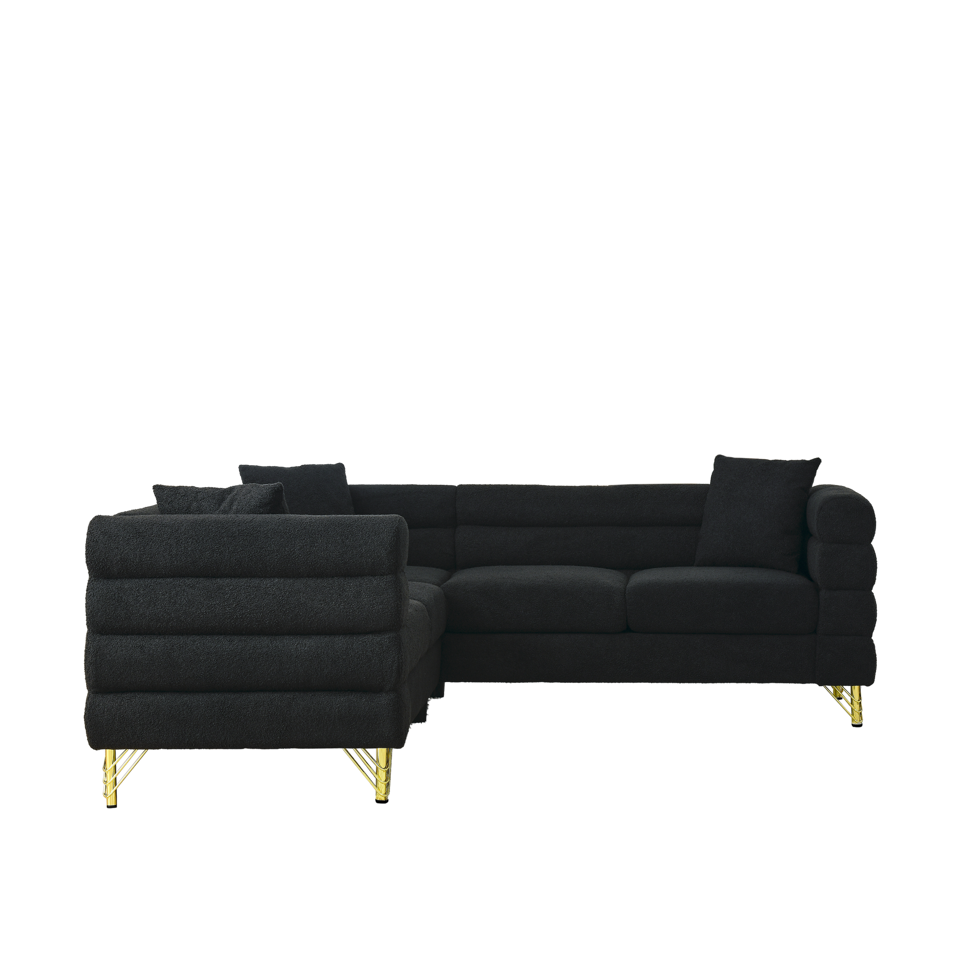 81.5 Inch Oversized Corner Sofa, L Shaped Sectional Couch,5 Seater Corner Sofas With 3 Cushions For Living Room, Bedroom, Apartment, Office Black Foam Teddy