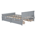 Queen Size Wood Platform Bed With 4 Drawers And Streamlined Headboard & Footboard, Gray Queen Gray Solid Wood Mdf
