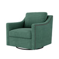 360 Degree Swivel Armchair Cotton Linen Skin Friendly Fabric Ergonomic Design Brass Nail Decorative Armchair Living Room Chairs Bedroom Chairs Living Room Chairs Black Legs Suitable For Indoor Homes
