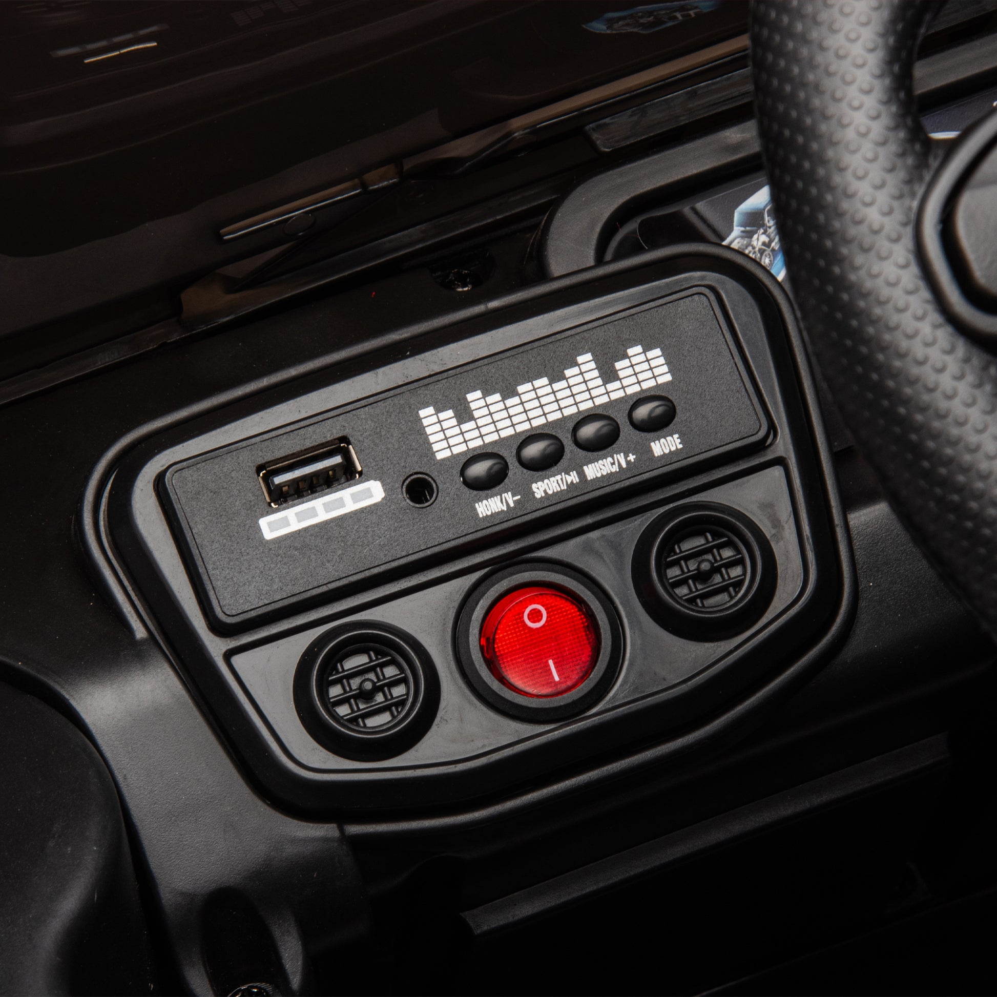 24V Ride On Car For Kids Battery Powered Ride On 4Wd Toys With Remote Control,Parents Can Assist In Driving,Music And Lights,Five Point Safety Belt,Rocking Chair Mode For Back And Forth Swinging Black Polyethylene