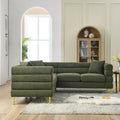81.5 Inch Oversized Corner Sofa, L Shaped Sectional Couch,5 Seater Corner Sofas With 3 Cushions For Living Room, Bedroom, Apartment, Office Green Foam Teddy