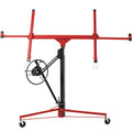 Drywall Lift Panel 11' Lift Drywall Panel Hoist Jack Lifter, Red Black Black Red Steel