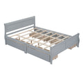 Queen Size Wood Platform Bed With 4 Drawers And Streamlined Headboard & Footboard, Gray Queen Gray Solid Wood Mdf