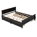 Queen Size Wood Platform Bed With 4 Drawers And Streamlined Headboard & Footboard, Espresso Queen Espresso Solid Wood Mdf