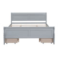 Queen Size Wood Platform Bed With 4 Drawers And Streamlined Headboard & Footboard, Gray Queen Gray Solid Wood Mdf