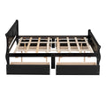 Queen Size Wood Platform Bed With 4 Drawers And Streamlined Headboard & Footboard, Espresso Queen Espresso Solid Wood Mdf