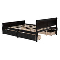 Queen Size Wood Platform Bed With 4 Drawers And Streamlined Headboard & Footboard, Espresso Queen Espresso Solid Wood Mdf