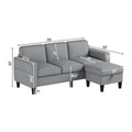 Sofas For Families, Apartments, Dorms, Bonus Rooms, Compact Spaces With Lounge Lounges, 3 Seater, L Shaped Design For The Chaise, 680 Lbs Capacity Light Grey Light Gray Metal & Wood