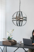 4 Light Galvanized Chandelier, Hanging Light Fixture With Adjustable Chain For Kitchen Dining Room Foyer Entryway, Bulb Not Included Gray Metal