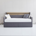 Twin Size Daybed With Storage Drawers, Upholstered Daybed With Charging Station And Led Lights, Gray Old Item W1580S00034 Twin Gray Linen