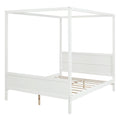 Queen Size Canopy Platform Bed With Headboard And Footboard,Slat Support Leg White Old Sku:Lt001912Aak White Solid Wood