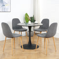 Light Grey Modern Fabric Chairs With Wood Transfer Metal Leg Set Of 4 Light Gray Metal