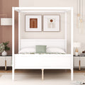 Queen Size Canopy Platform Bed With Headboard And Footboard,Slat Support Leg White Old Sku:Lt001912Aak White Solid Wood