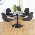 Deep Grey Modern Fabric Chairs With Wood Transfer Metal Leg Set Of 4 Dark Gray Metal