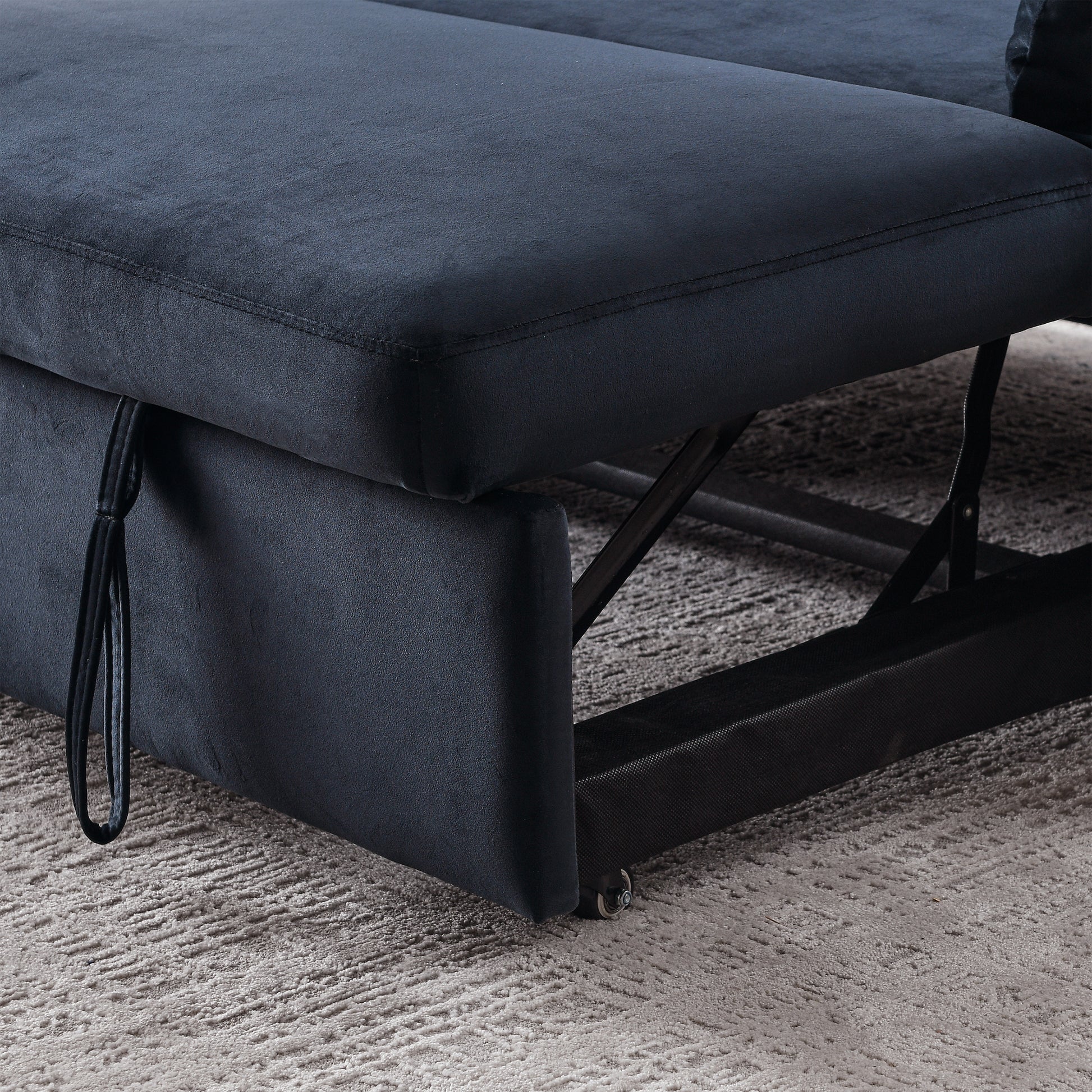50" Velvet Upholstered Sleeper Sofa Bed With Side Storage Pockets, Design, 2 Seater Sofa With 2 Pillows And Removeable Backrest Pull Out Sofa Bed For Small Spaces In Living Rooms, Apartm Black Velvet Primary Living Space Foam Velvet 2 Seat