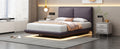 Full Size Upholstered Platform Bed With Sensor Light And 2 Large Backrests, Stylish Platform Bed With 2 Sets Of Usb Port And Socket On Each Rear Bed Leg, Gray Gray Velvet