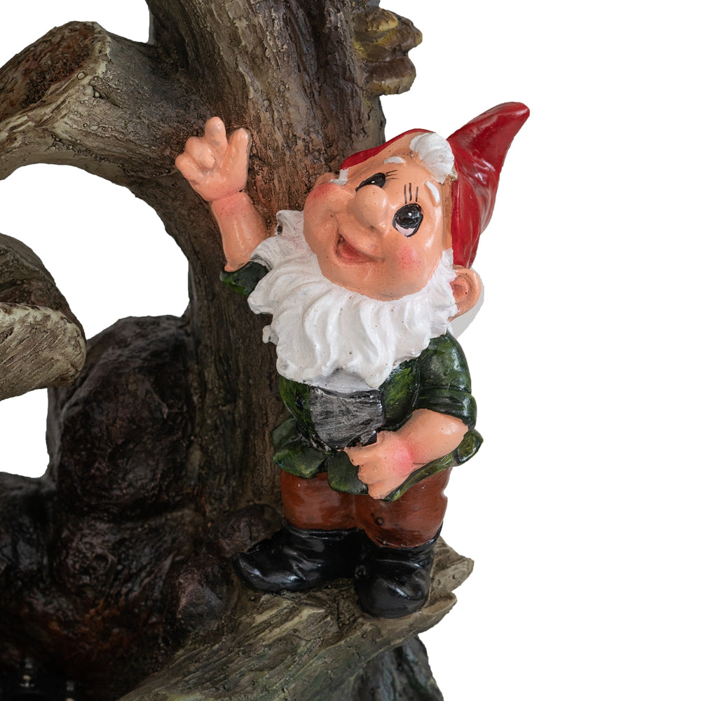 8.3X4.7X13.8" Decorative Woodland Gnome Water Fountain With Led Light, Brown Brown Primary Living Space Art Deco,Rustic,Traditional Polyresin