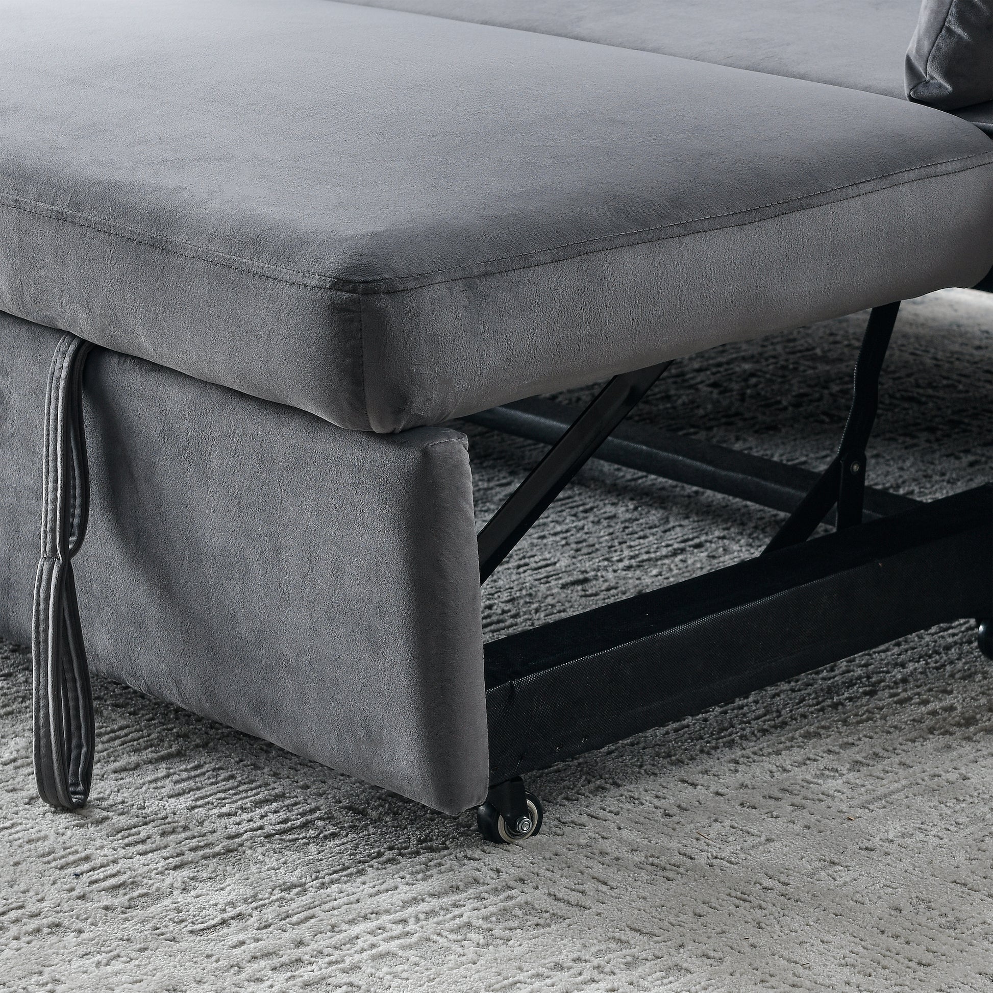 50" Velvet Upholstered Sleeper Sofa Bed With Side Storage Pockets, Design, 2 Seater Sofa With 2 Pillows And Removeable Backrest Pull Out Sofa Bed For Small Spaces In Living Rooms, Apartm Grey Velvet Primary Living Space Foam Velvet 2 Seat